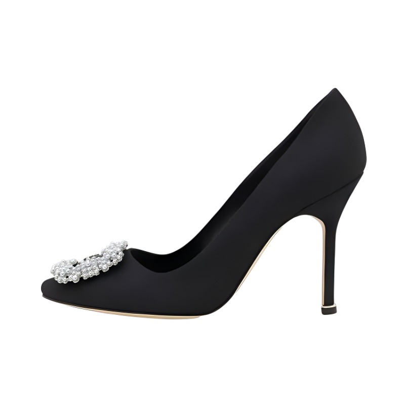 (Women) Manolo Blahnik High Heels 'Black Pearl Buckle' 222-1255-0003