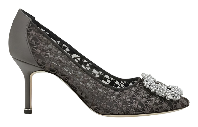 (W) Manolo Blahnik High Heels 'Dark Grey Lace & Pearl' 圖 2