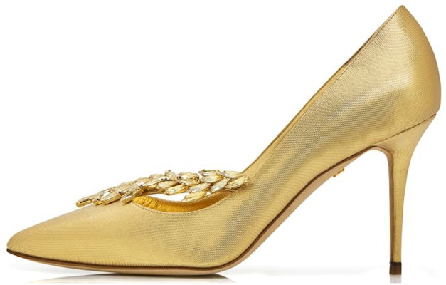 (Women) Manolo Blahnik High Heels 'Gold Fabric Jewel Buckle' 421-1108-0001 Buy (Women) Manolo Blahnik High Heels 'Gold Fabric Jewel Buckle' 421-1108-0001