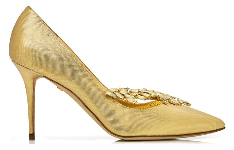 (W) Manolo Blahnik High Heels 'Gold Fabric Jewel Buckle' 圖 2