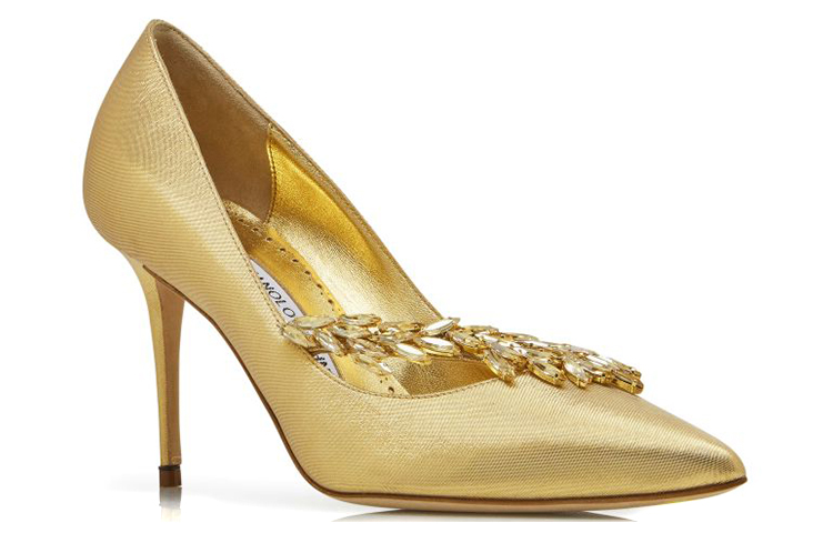 (W) Manolo Blahnik High Heels 'Gold Fabric Jewel Buckle' 圖 3