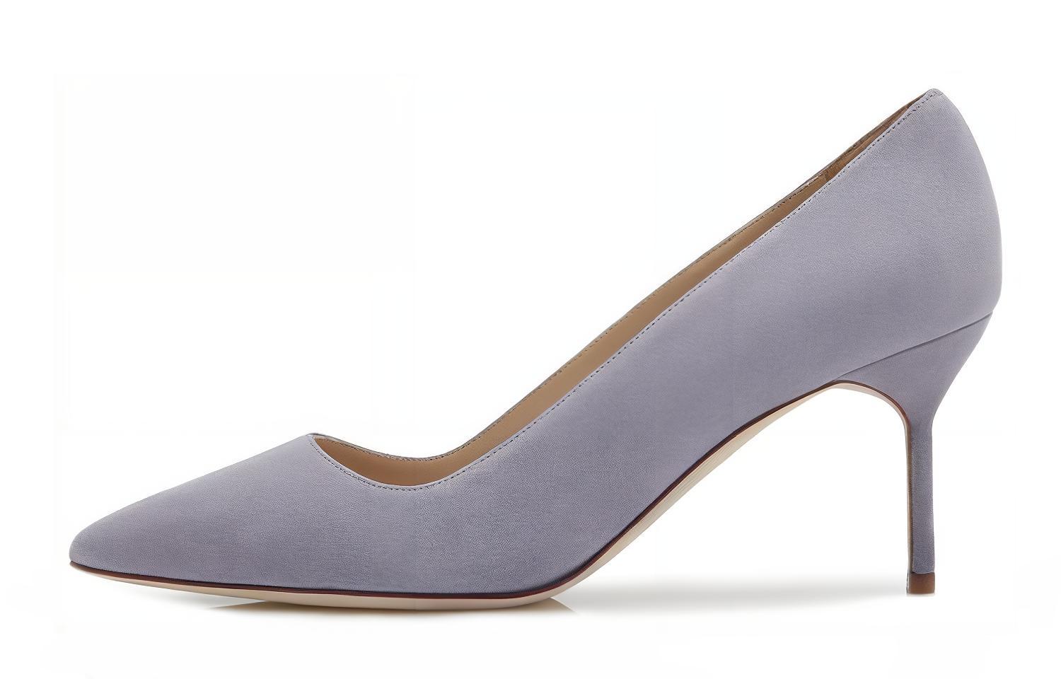 (Women) Manolo Blahnik High Heels 'Light Grey Suede' 9XX-0415-0018