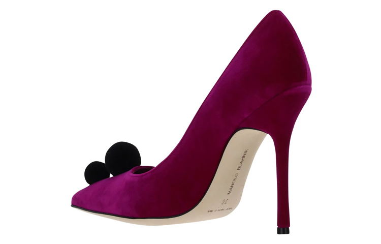 (W) Manolo Blahnik High Heels 'Velvet Burgundy with Pom-Pom Embellishment' 圖 4