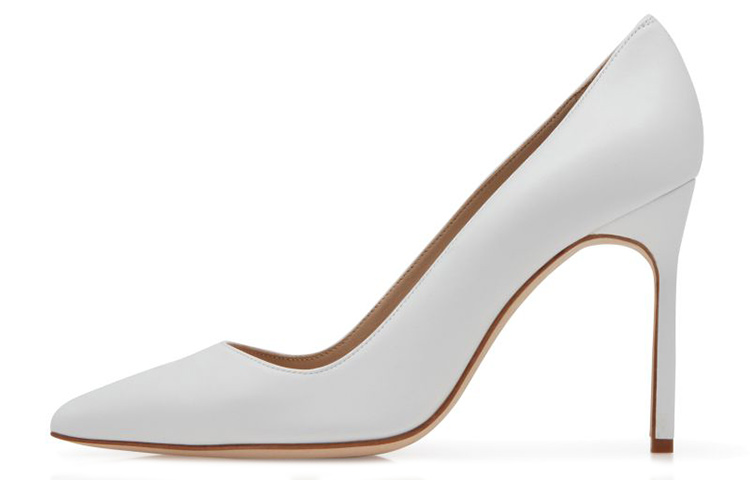 (Women) Manolo Blahnik Kid Leather Pointed-Toe Stiletto 'White Court' 120-1206-0002