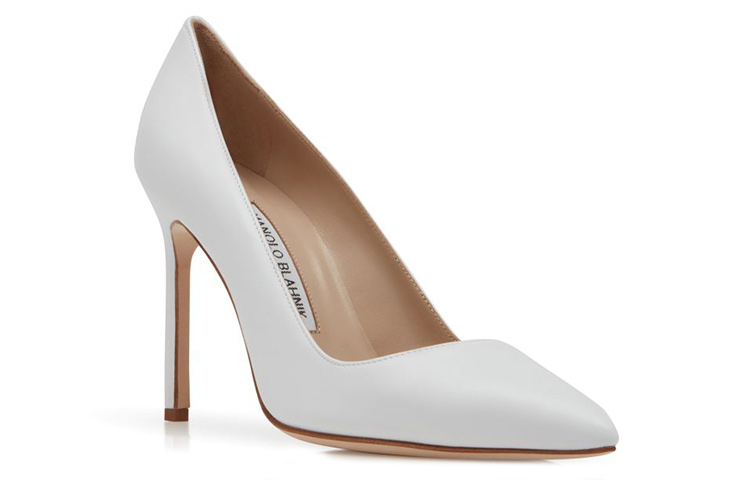 Order MANOLO BLAHNIK 童皮革 尖頭宮廷 細跟 高跟鞋 女款 白色