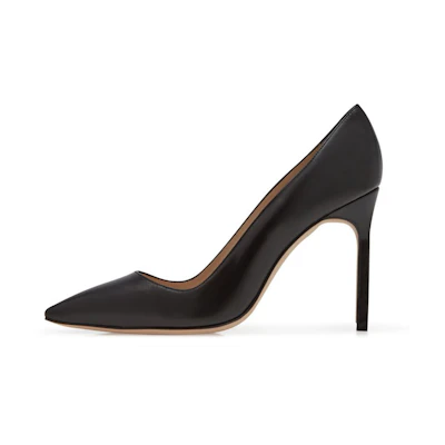 (W) Manolo Blahnik Kid Leather Pointed Toe Stiletto 'Black'