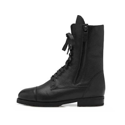 (W) Manolo Blahnik Lace-Up Ankle Boots 'Black Leather'