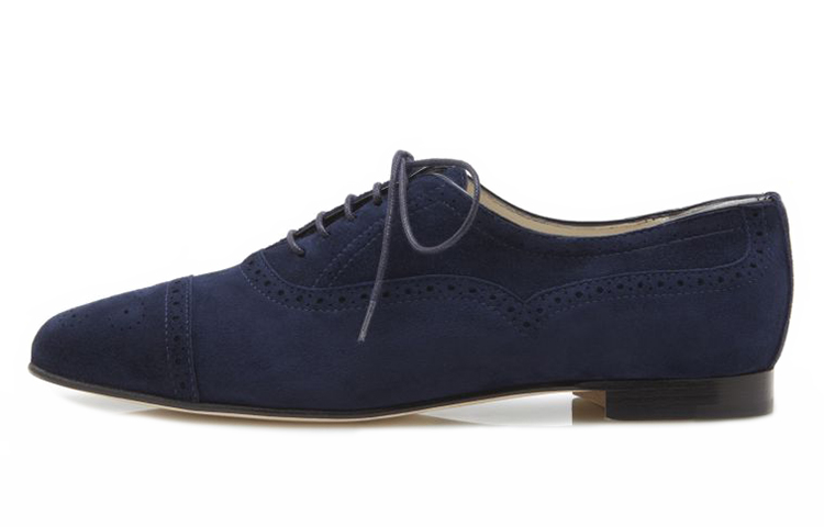 (W) Manolo Blahnik Lace-Up Flats 'Navy Velvet'