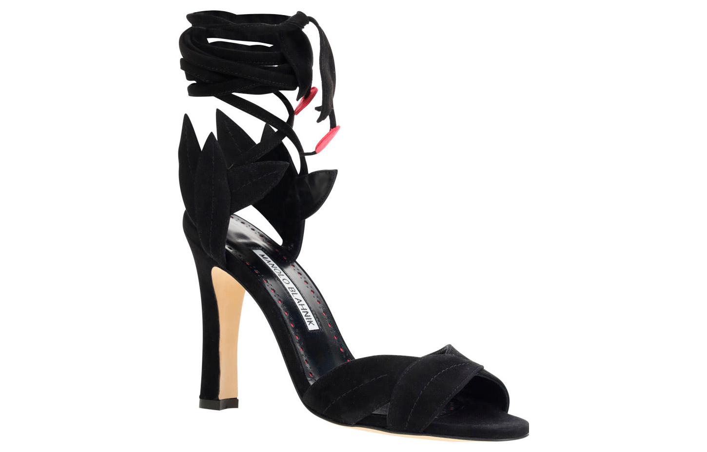 (W) Manolo Blahnik Lace-Up High Heel Round Toe Sandals 'Black' 圖 3