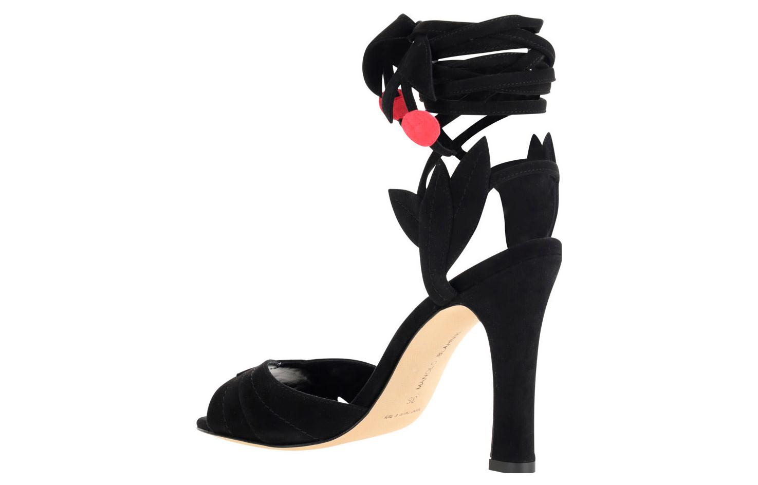 (W) Manolo Blahnik Lace-Up High Heel Round Toe Sandals 'Black' 圖 4