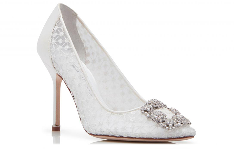 (W) Manolo Blahnik Lace Almond Toe High Heels 'White' 圖 3