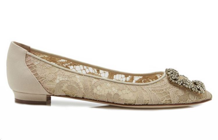 (W) Manolo Blahnik Lace Flats 'Beige' 圖 2