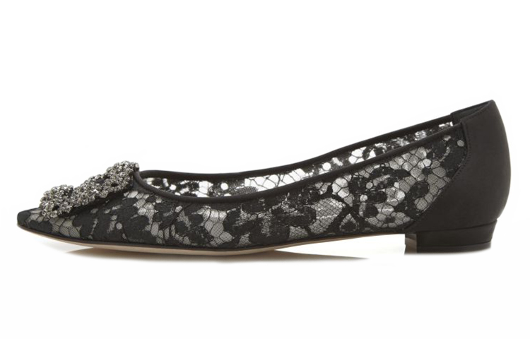 (Women) Manolo Blahnik Lace Flats 'Black' 9XX-0623-0010