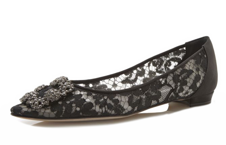 Lookbook (W) Manolo Blahnik Sepatu Datar Renda 'Hitam' 9XX-0623-0010