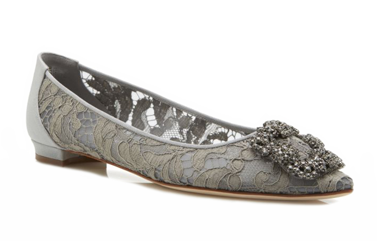 (W) Manolo Blahnik Lace Flats 'Grey' 圖 3