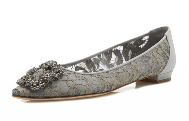 (W) Manolo Blahnik Lace Flats 'Grey' 圖 4