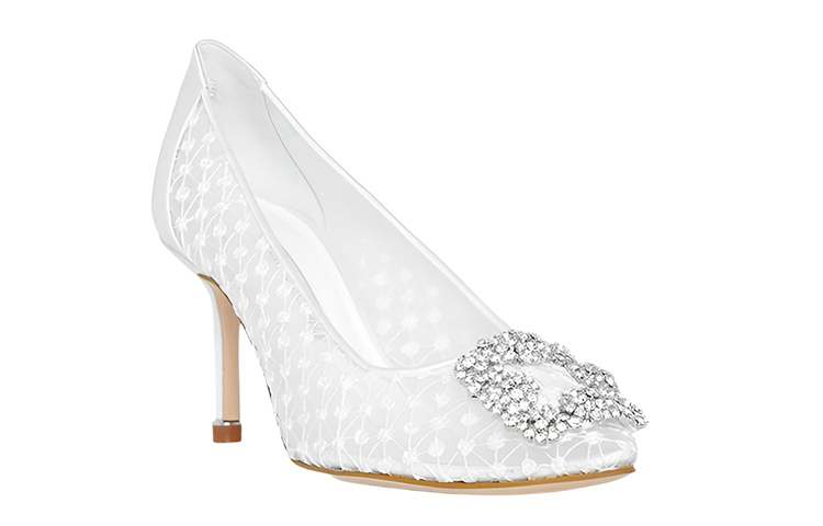 (W) Manolo Blahnik Lace High Heels 'White' 圖 2