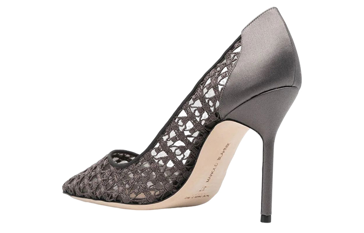 (W) Manolo Blahnik Lace Pointed-Toe Stiletto 'Grey' 圖 4