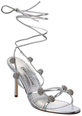 (W) Manolo Blahnik Kulit Kristal Stiletto 'Sandal Fesyen Perak' 422-1510-0461 Order (W) Manolo Blahnik Kulit Kristal Stiletto 'Sandal Fesyen Perak' 422-1510-0461