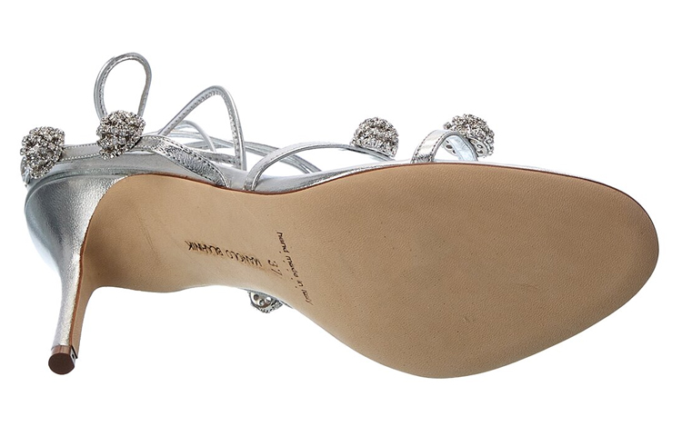 Shop (W) Manolo Blahnik Sandalia de Cuero Cristal Tacón de Aguja 'Plata Moda' 422-1510-0461