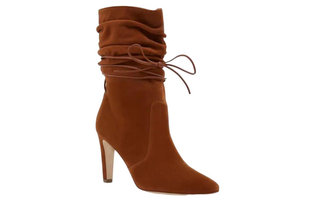 (W) Manolo Blahnik Leather High-Heel Ankle Boot 'Brown' 圖 2