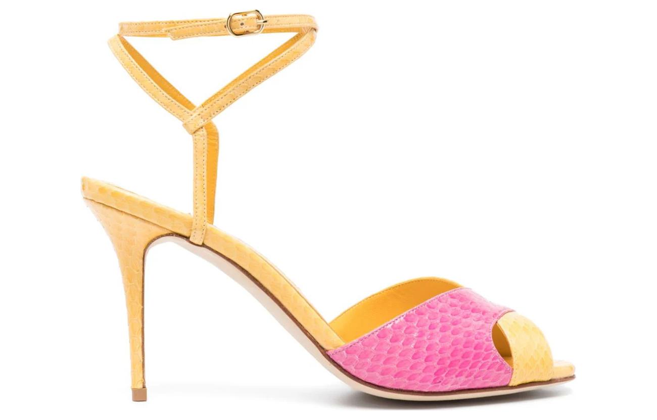 (W) Manolo Blahnik Leather High-Heeled Sandals 'Yellow Pink' 圖 2