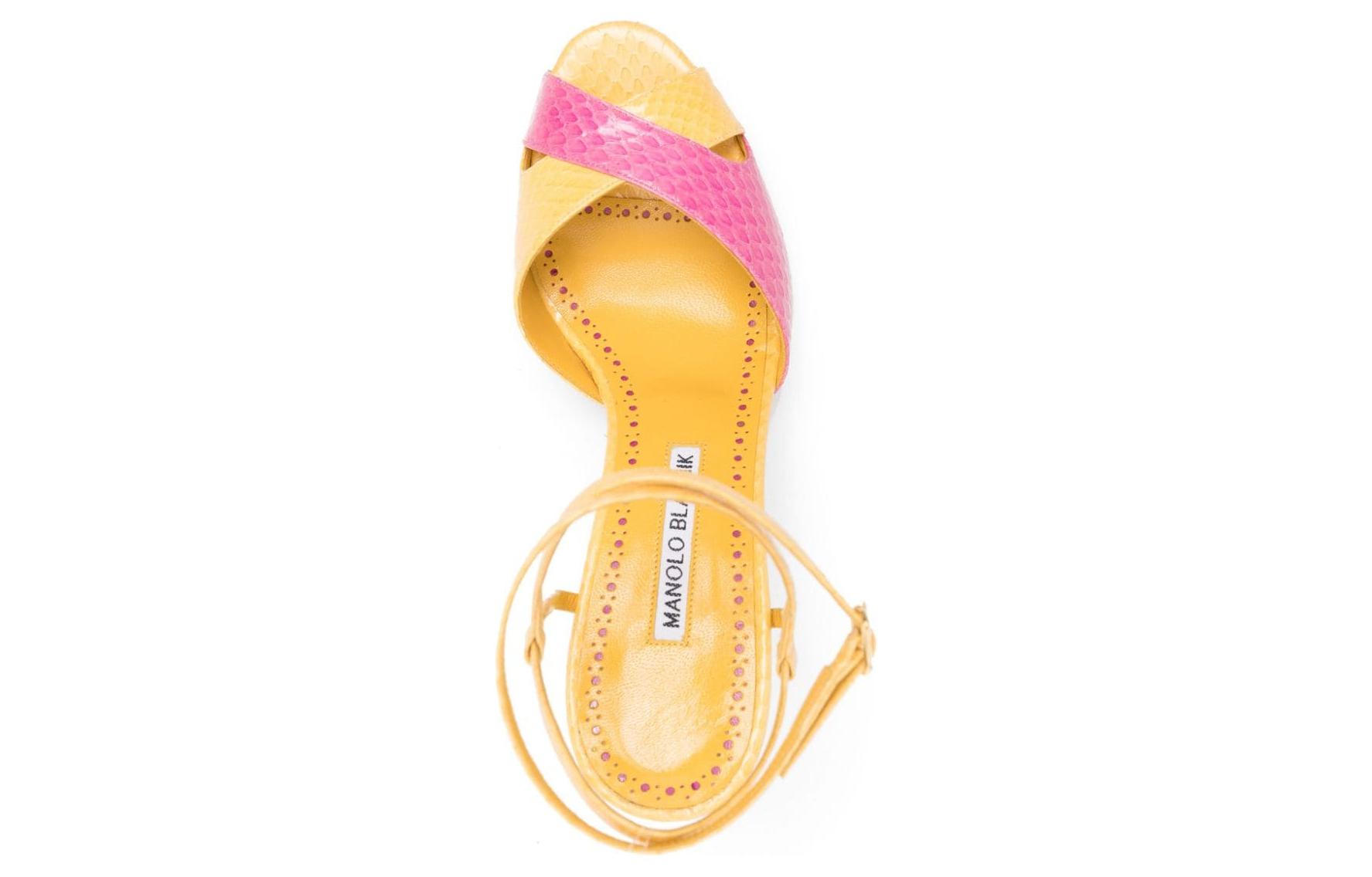 (W) Manolo Blahnik Leather High-Heeled Sandals 'Yellow Pink' 圖 4