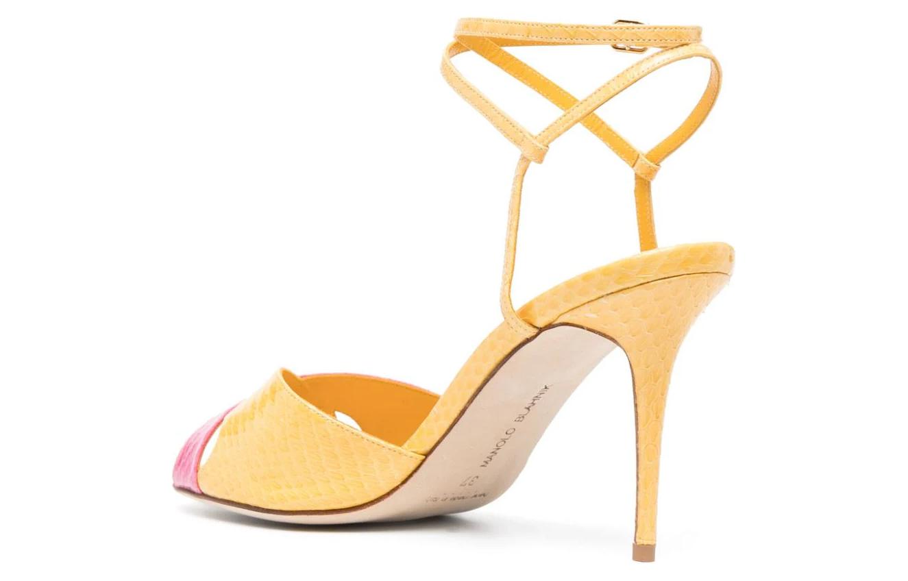 (W) Manolo Blahnik Leather High-Heeled Sandals 'Yellow Pink' 圖 5