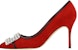 (W) 마놀로 블라닉 레드 슬립온 가죽 하이힐 (Manollo Blahnik Red Slip-on Leather High Heels) 223-1575-6208