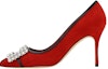 Buy (W) 마놀로 블라닉 레드 슬립온 가죽 하이힐 (Manollo Blahnik Red Slip-on Leather High Heels) 223-1575-6208