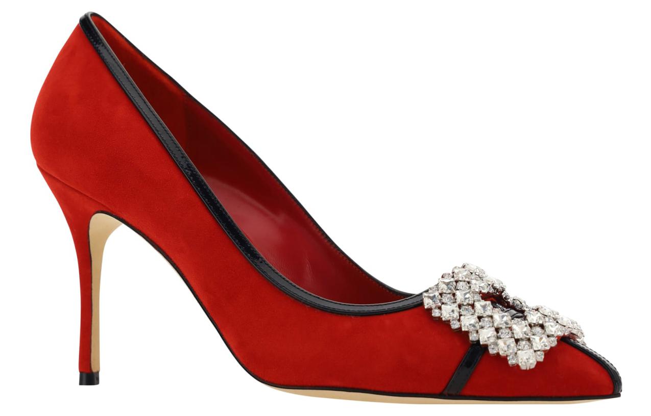 (W) Manolo Blahnik Leather High Heels 'Red Slip-On Fashion' 圖 2