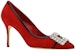(W) 마놀로 블라닉 레드 슬립온 가죽 하이힐 (Manollo Blahnik Red Slip-on Leather High Heels) 223-1575-6208