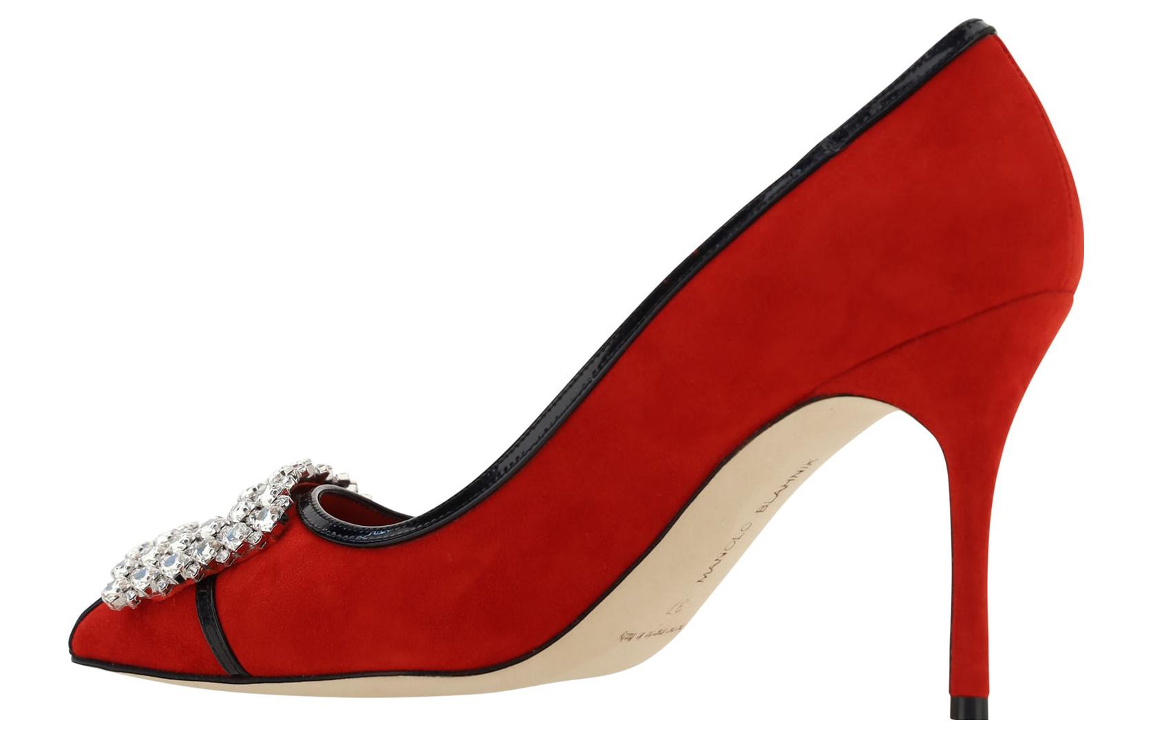 (W) Manolo Blahnik Leather High Heels 'Red Slip-On Fashion' 圖 4