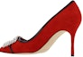 Shop (W) 마놀로 블라닉 레드 슬립온 가죽 하이힐 (Manollo Blahnik Red Slip-on Leather High Heels) 223-1575-6208
