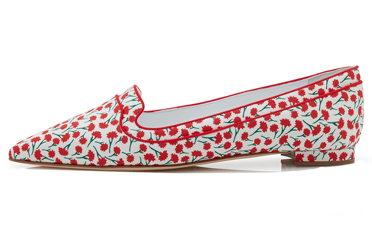 (Women) Manolo Blahnik Letoflat 'Red Pointed Toe' 122-1846-0002