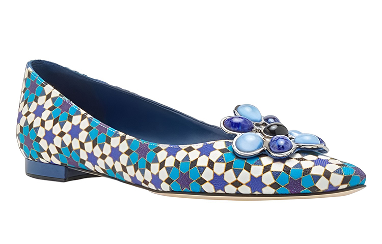 (W) Manolo Blahnik Linen Flats 'Blue Print' 圖 2