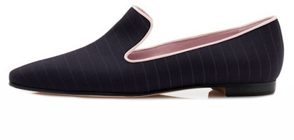 (Women) Manolo Blahnik Loafer 'Navy Pinstripe' 421-0980-0001 (Women) Manolo Blahnik Loafer 'Navy Pinstripe' 421-0980-0001