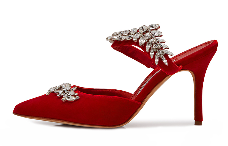 Buy (W) Manolo Blahnik Lurum Beludru 'Hiasan Kristal Merah' 319-1137-0004