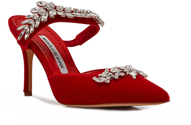 (W) Manolo Blahnik Lurum Velvet 'Hiasan Kristal Merah' 319-1137-0004 Order (W) Manolo Blahnik Lurum Velvet 'Hiasan Kristal Merah' 319-1137-0004