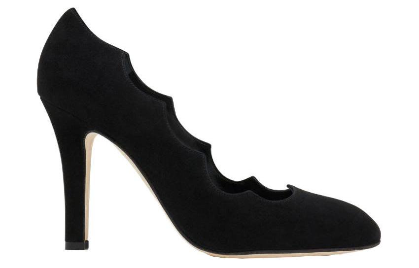 Order MANOLO BLAHNIK Mandembe 皮革絨面 舒適時尚 細跟 高踭鞋 10.5cm 女款 黑色
