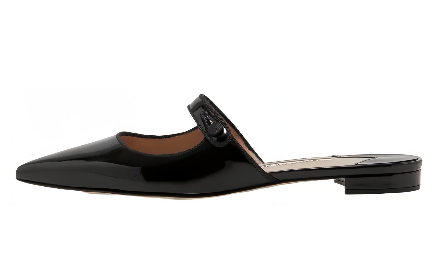 (W) Manolo Blahnik Mary Jane Flat Mule 'Black'