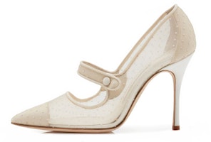 (Women) Manolo Blahnik Mary Jane High Heels 'Beige Mesh Polka Dot' 421-0987-0001 (Women) Manolo Blahnik Mary Jane High Heels 'Beige Mesh Polka Dot' 421-0987-0001