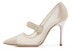 (W) Manolo Blahnik Mary Jane Tumit Tinggi 'Beige Mesh Polka Dot' 421-0987-0001