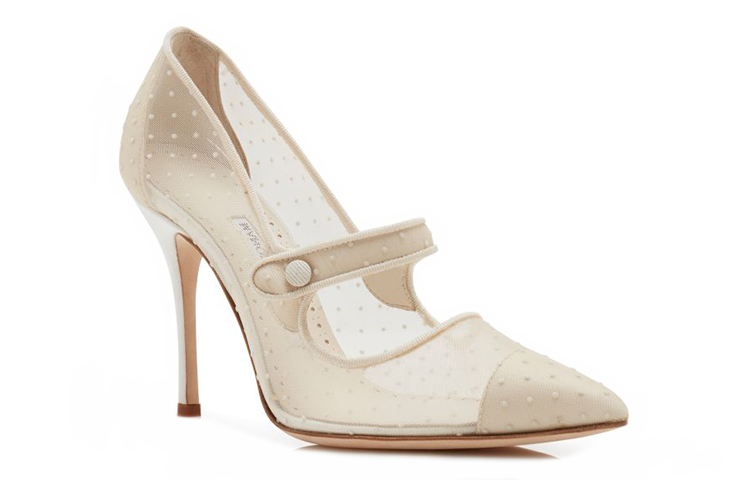 Order (W) （女性向け）マノロ ブラニク メリージェーンハイヒール『ベージュメッシュ水玉』421-0987-0001 421-0987-0001
