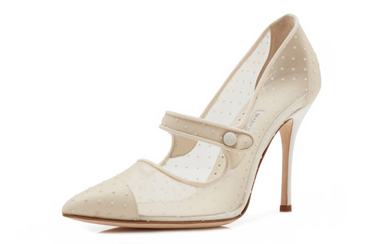 Lookbook (W) （女性向け）マノロ ブラニク メリージェーンハイヒール『ベージュメッシュ水玉』421-0987-0001 421-0987-0001