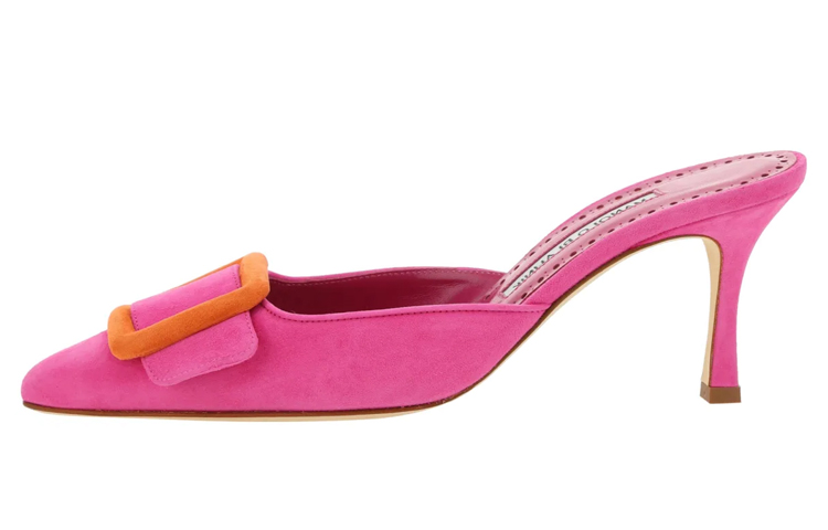 (Women) Manolo Blahnik Maysalebi 'Pink Velvet Pointed Toe Stiletto Mule' 223-1529-6704