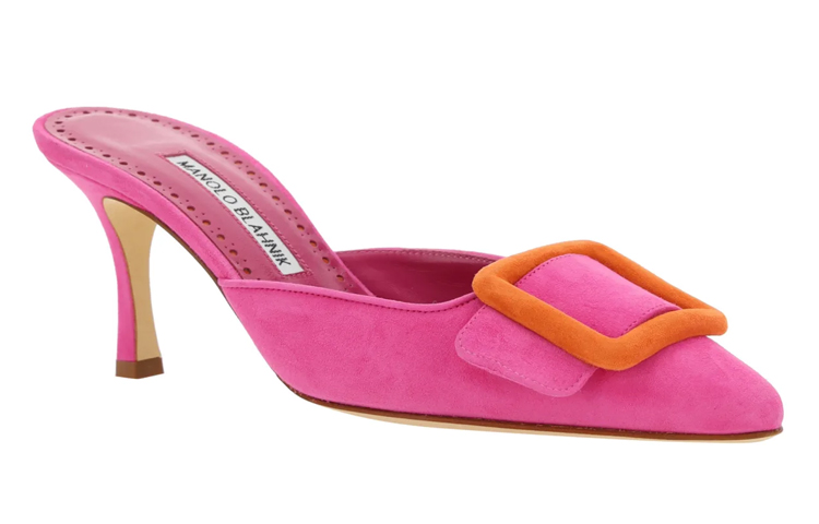 (W) Manolo Blahnik Maysalebi 'Pink Velvet Pointed Toe Stiletto Mule' 圖 2