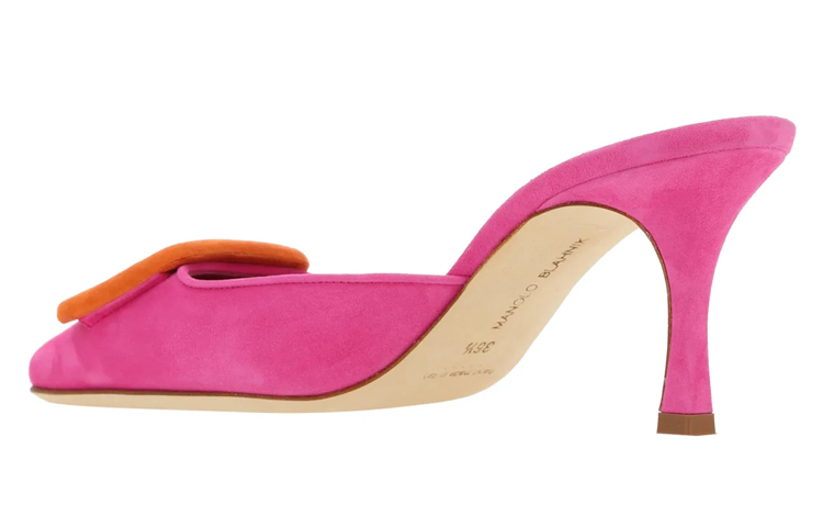(W) Manolo Blahnik Maysalebi 'Pink Velvet Pointed Toe Stiletto Mule' 圖 3