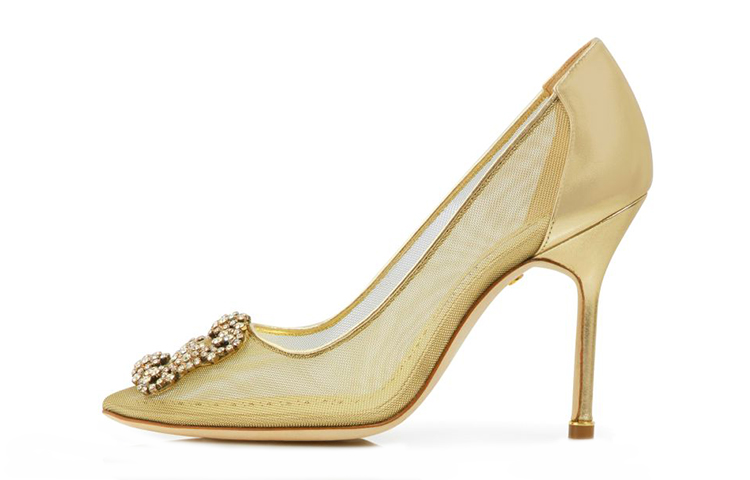 (W) Manolo Blahnik Mesh High Heels 'Gold'