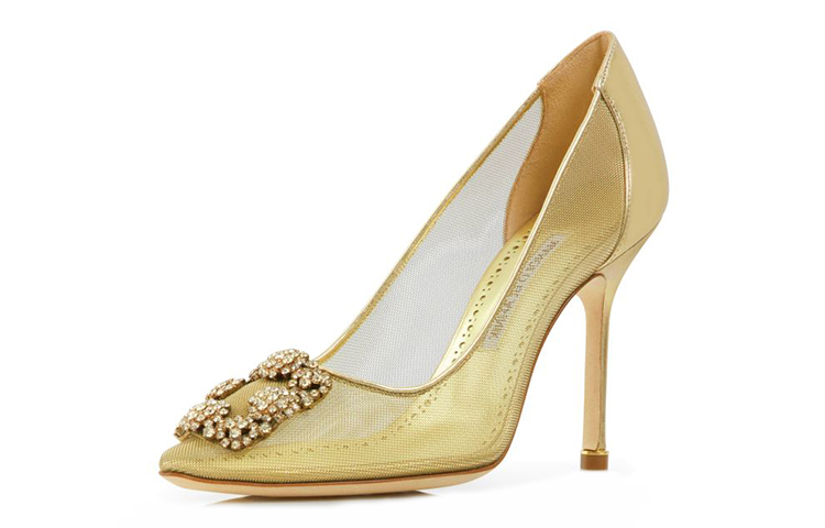 (W) Manolo Blahnik Mesh High Heels 'Gold' 圖 4